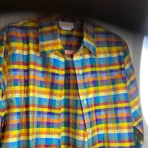 Multicolor Plaid Button Down Shirt for Women